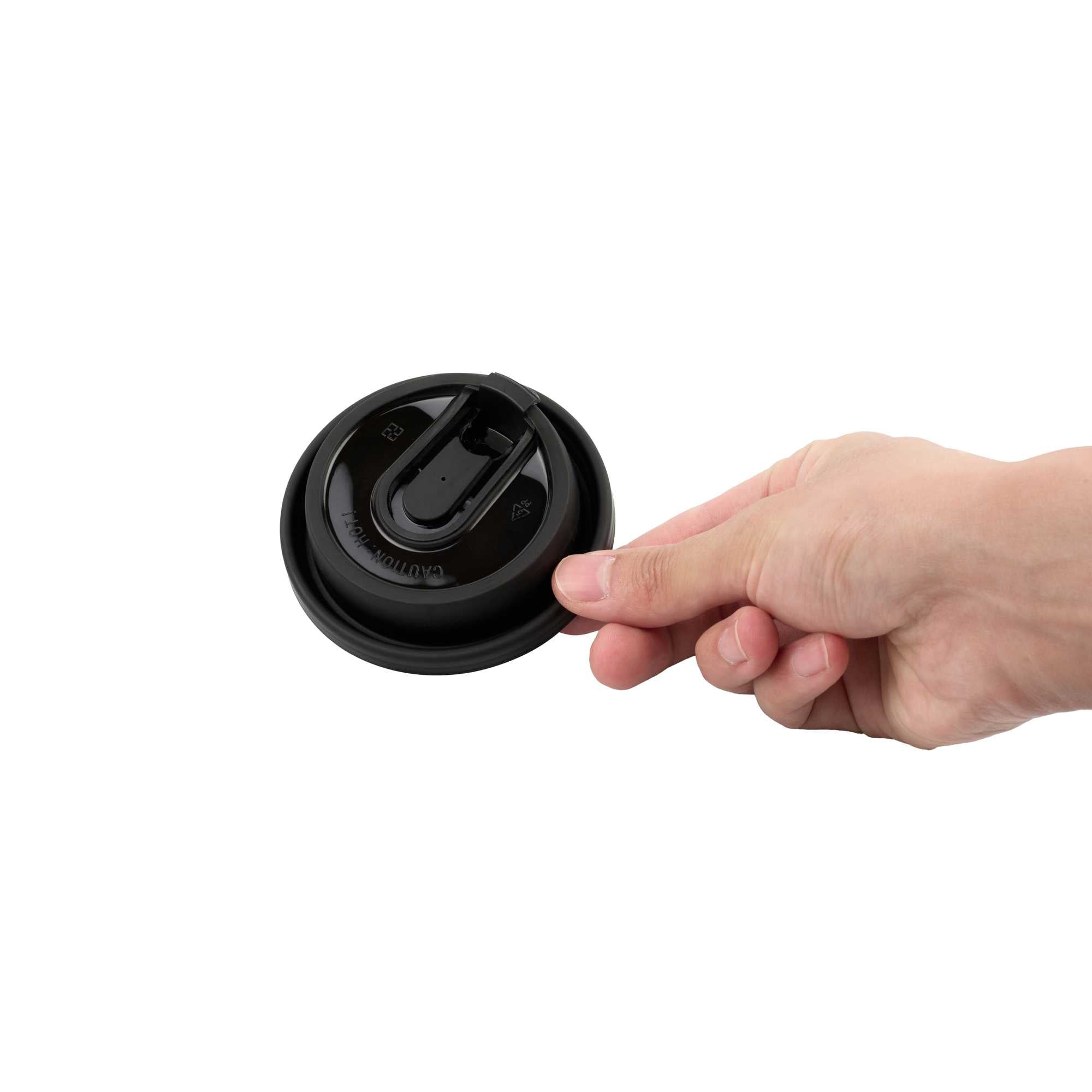 Restpresso Black Plastic Coffee Cup Lid - with Detachable Plug, Fits 8, 12, 16 and 20 oz - 500 count box