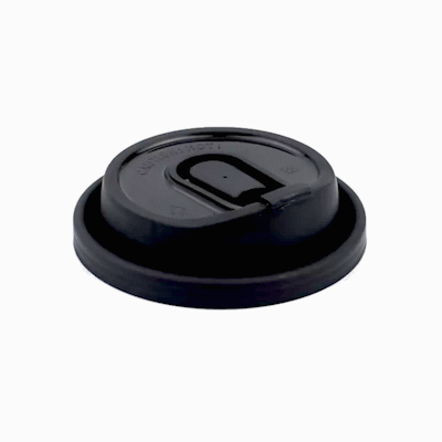 Restpresso Black Plastic Coffee Cup Lid - with Detachable Plug, Fits 8, 12, 16 and 20 oz - 500 count box