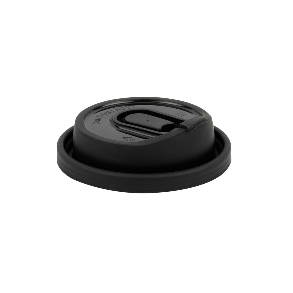 Restpresso Black Plastic Coffee Cup Lid - with Detachable Plug, Fits 8, 12, 16 and 20 oz - 500 count box