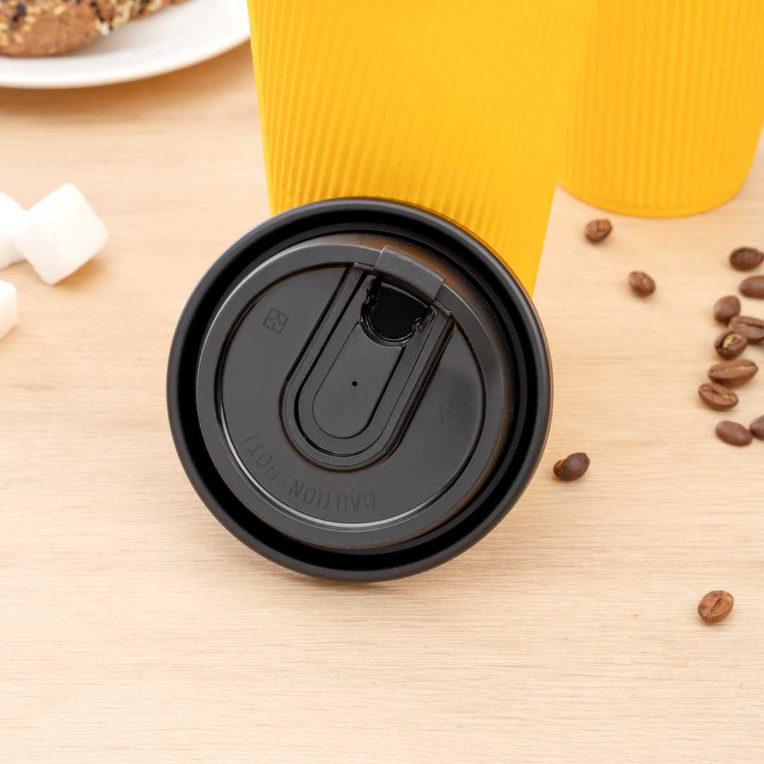 Restpresso Black Plastic Coffee Cup Lid - with Detachable Plug, Fits 8, 12, 16 and 20 oz - 500 count box