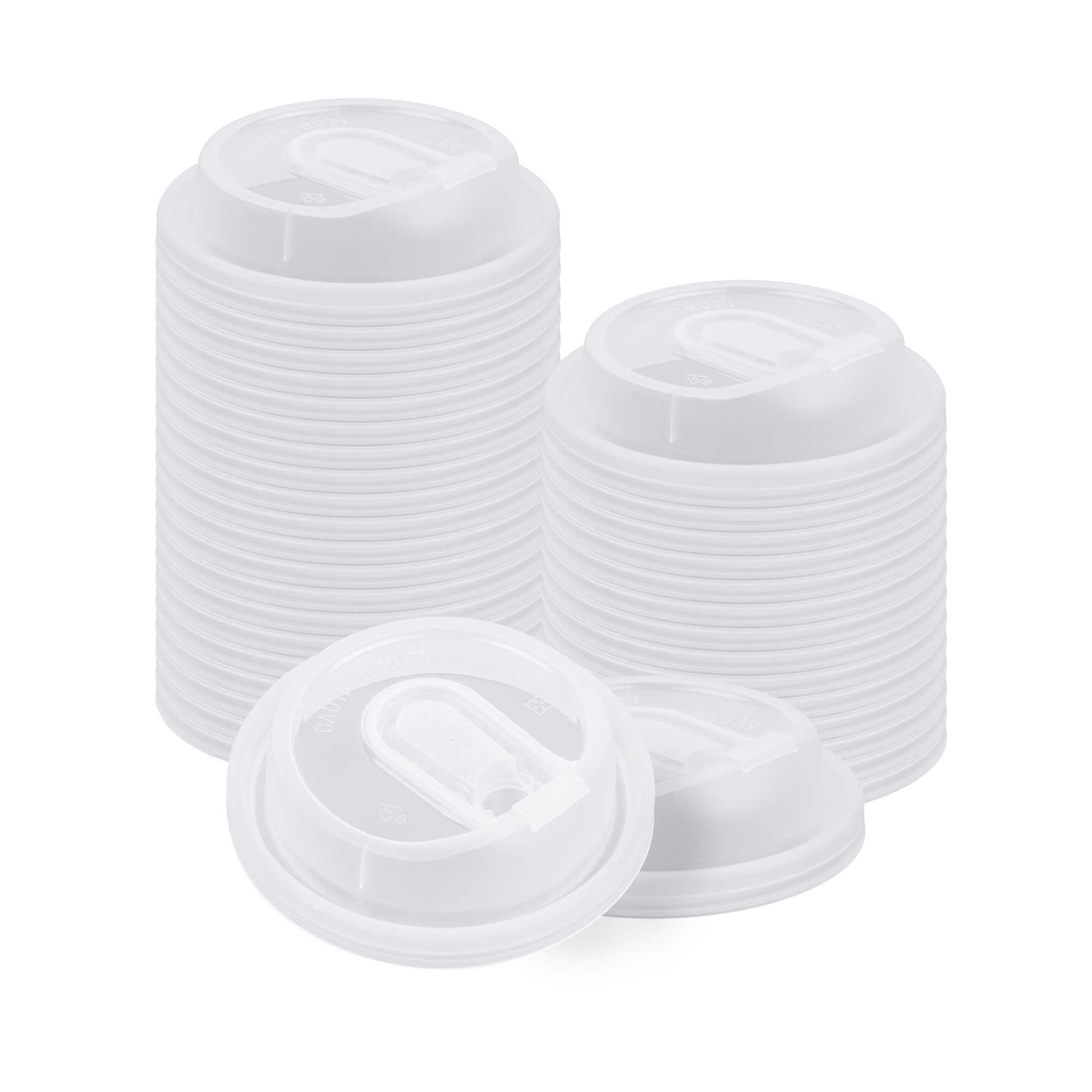 Restpresso Clear Plastic Coffee Cup Lid - with Detachable Plug, Fits 8, 12, 16 and 20 oz - 25 count box