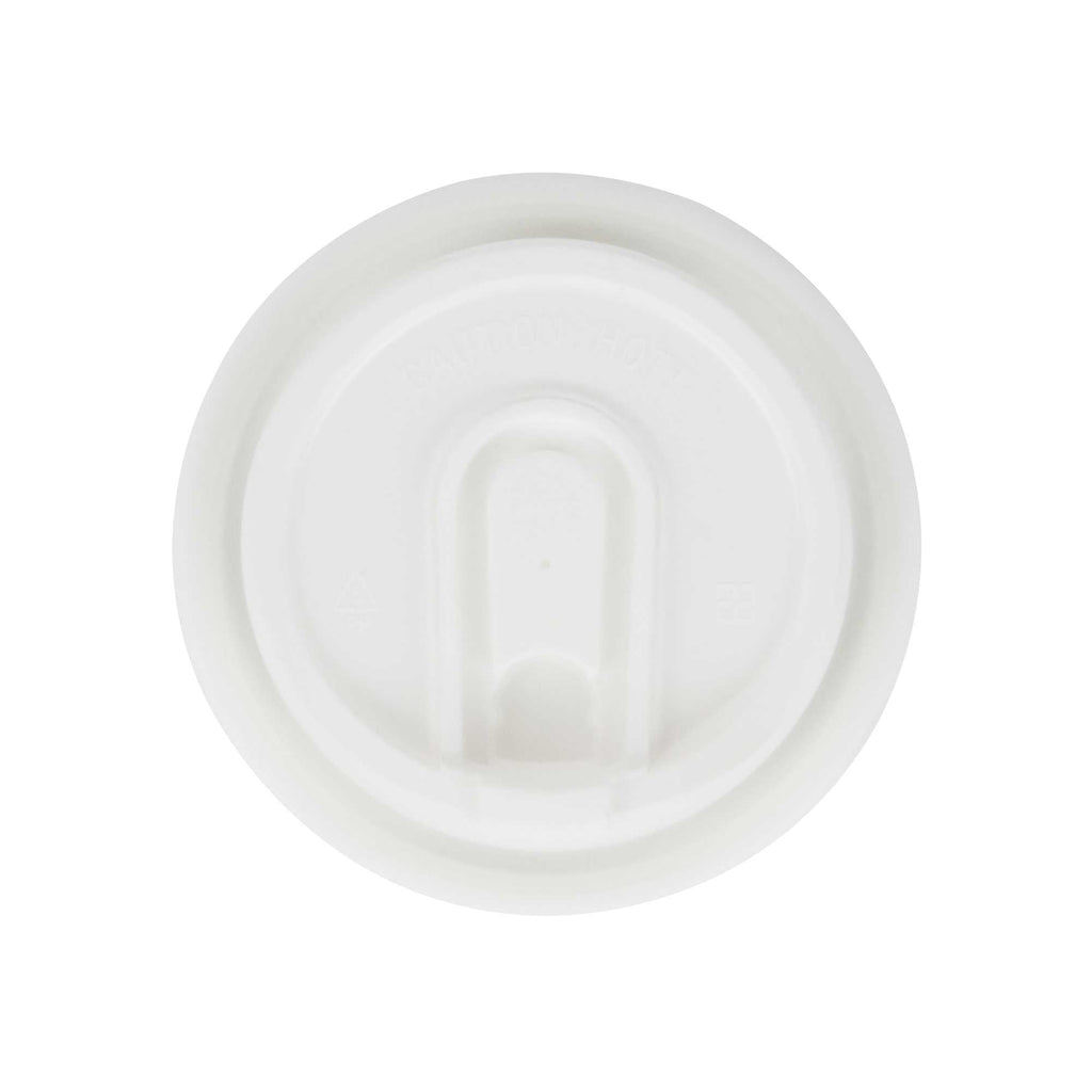 Restpresso White Plastic Coffee Cup Lid - with Detachable Plug, Fits 8, 12, 16 and 20 oz - 25 count box