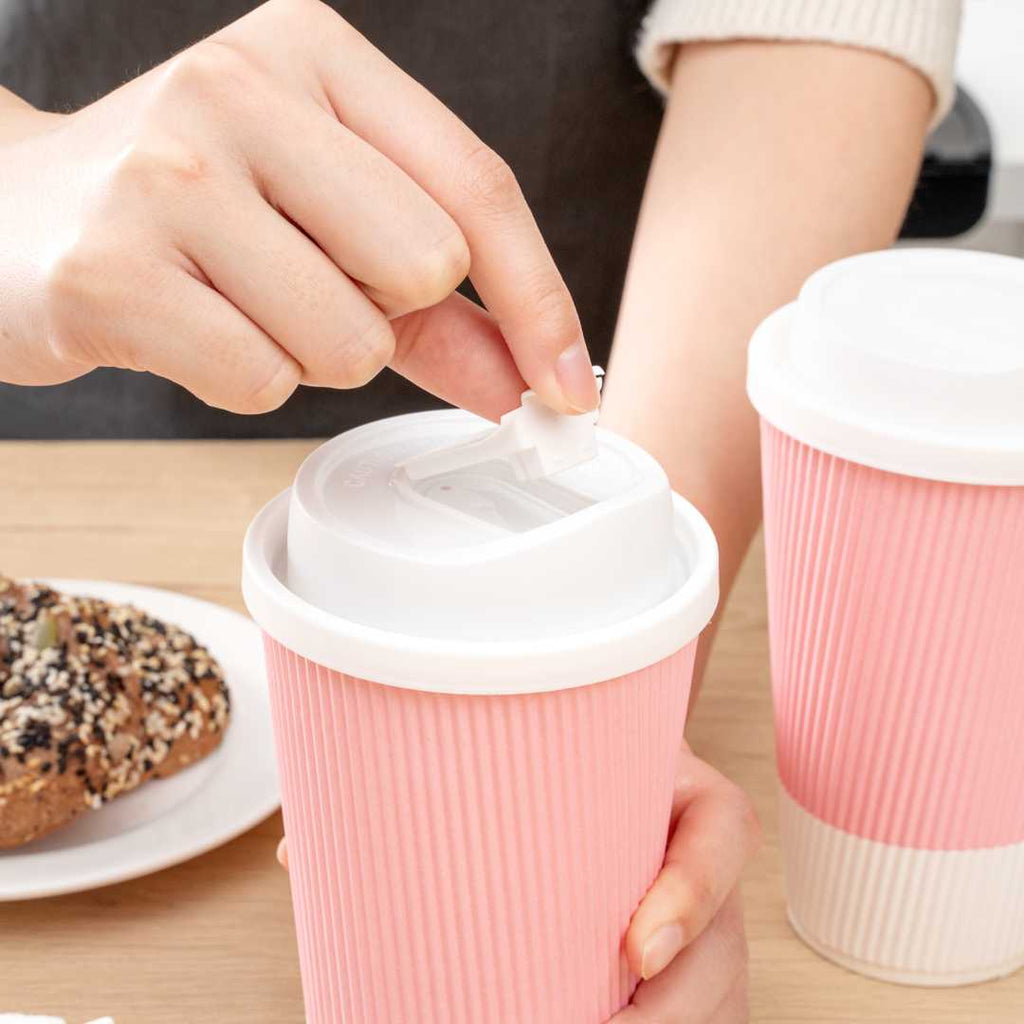 Restpresso White Plastic Coffee Cup Lid - with Detachable Plug, Fits 8, 12, 16 and 20 oz - 25 count box