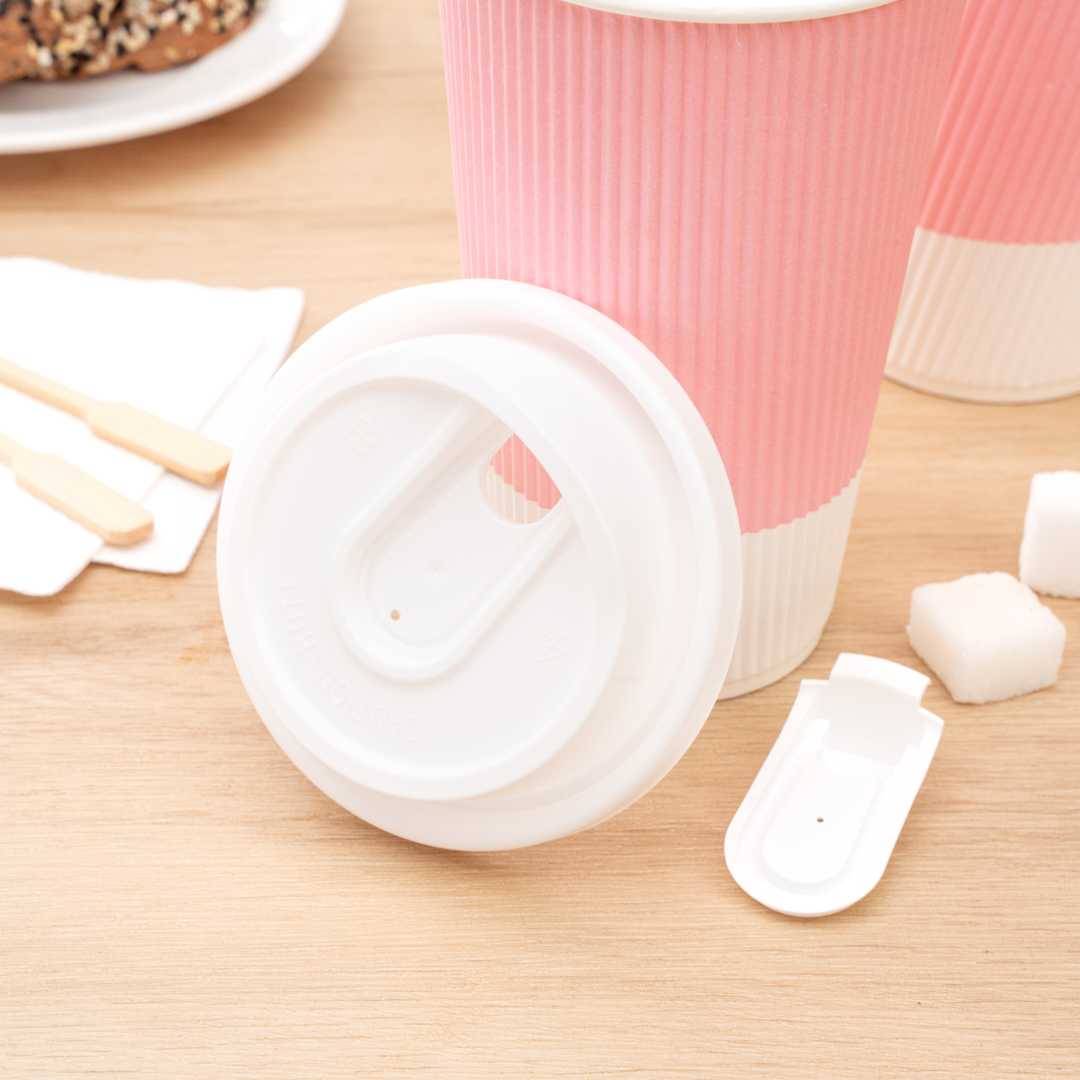 Restpresso White Plastic Coffee Cup Lid - with Detachable Plug, Fits 8, 12, 16 and 20 oz - 500 count box