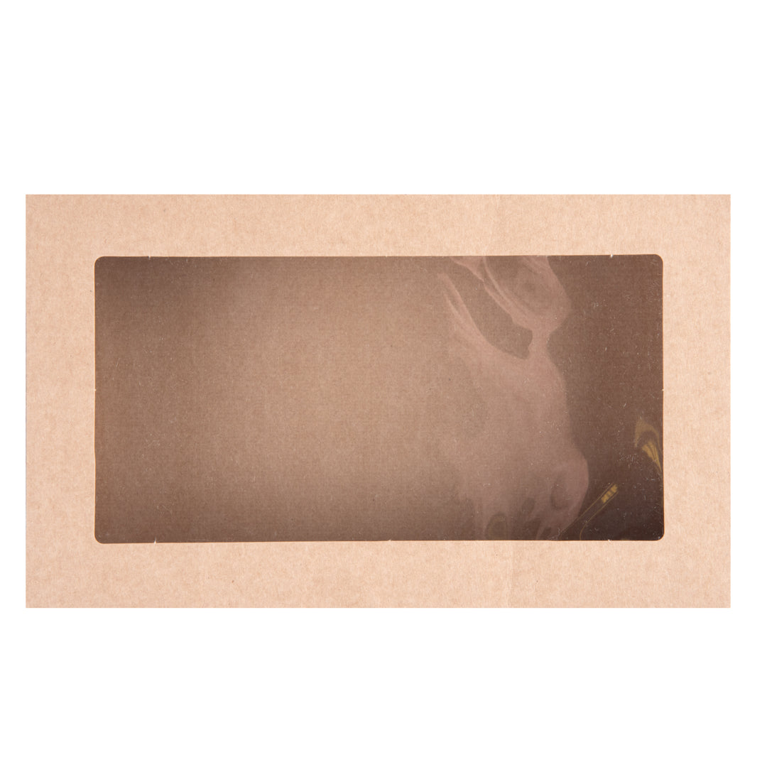 Cater Tek Rectangle Kraft Paper Catering Box - with Window Lid - 10 1/4" x 6" x 3 1/4" - 100 count box