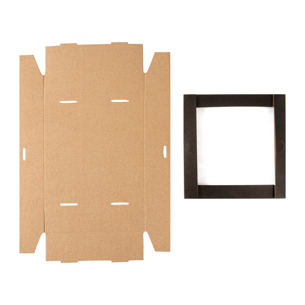 Cater Tek Square Black Paper Catering Box - with Window Lid - 9" x 9" x 2 1/4" - 100 count box