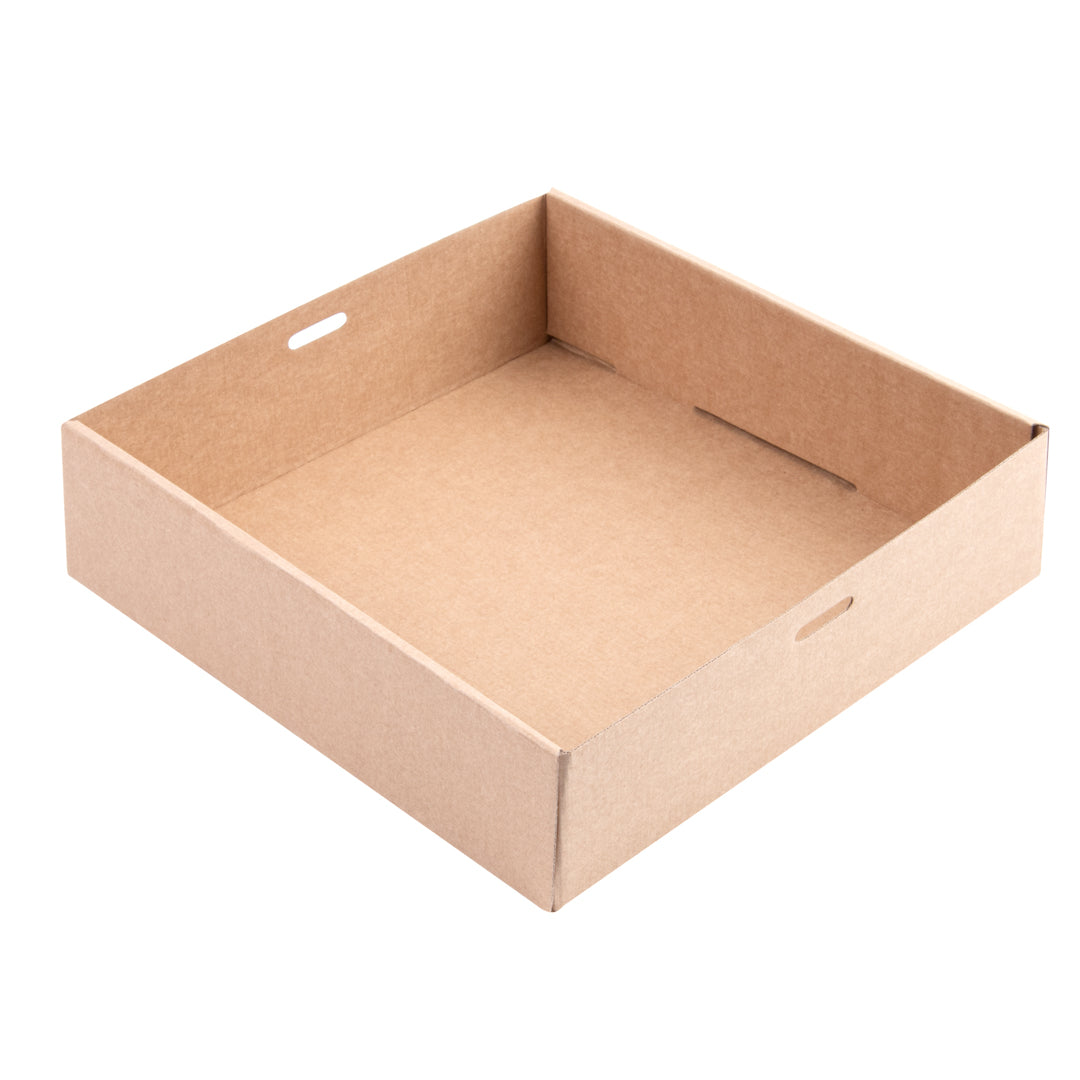 Cater Tek Square Kraft Paper Catering Box - with Window Lid - 9" x 9" x 2 1/4" - 10 count box