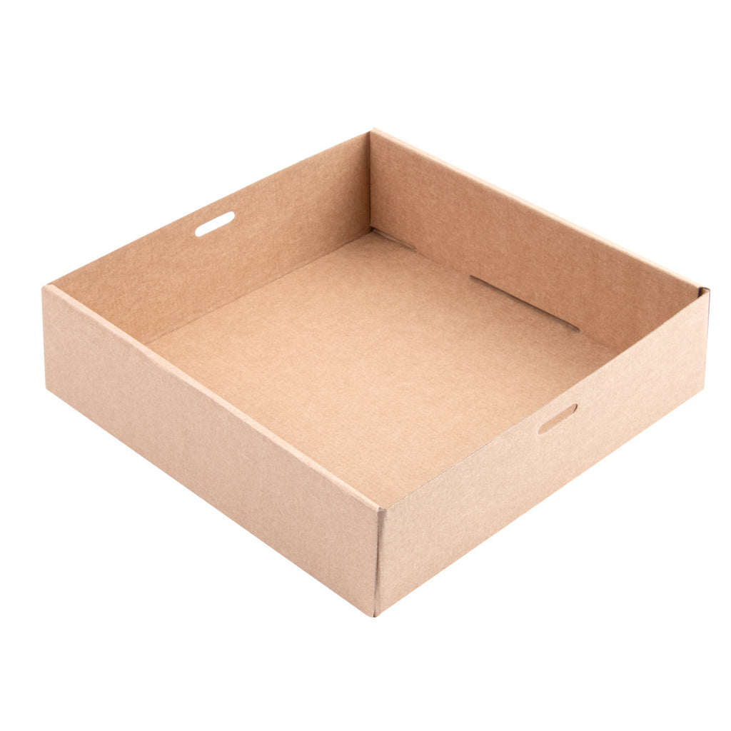 Cater Tek Square Kraft Paper Catering Box - with Window Lid - 9" x 9" x 2 1/4" - 100 count box