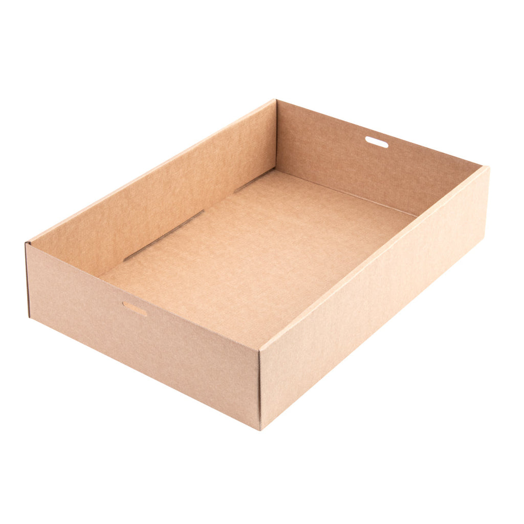 Cater Tek Rectangle Kraft Paper Catering Box - with Window Lid - 14 1/4" x 10" x 3 1/4" - 100 count box