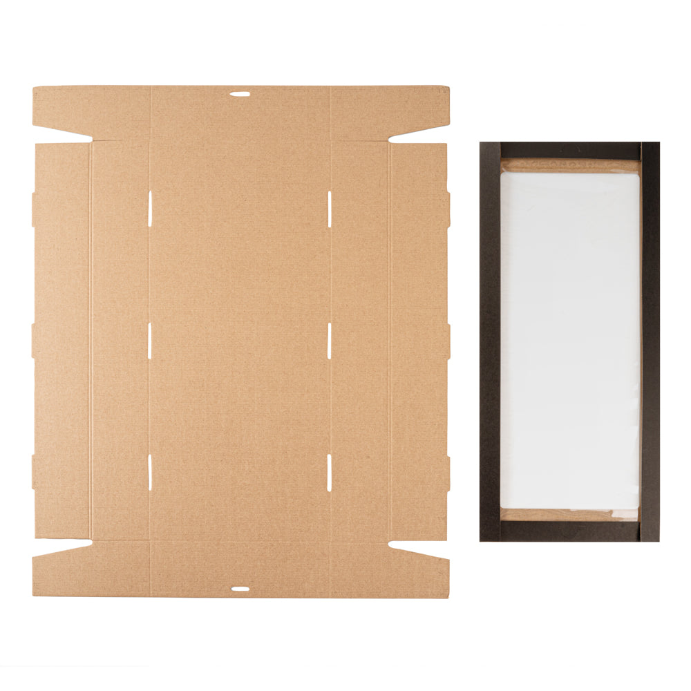 Cater Tek Rectangle Black Paper Catering Box - with Window Lid - 22 1/4" x 10" x 3 1/4" - 100 count box
