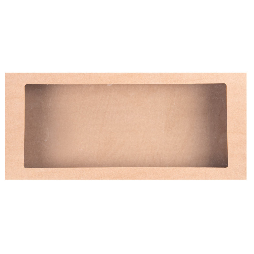 Cater Tek Rectangle Kraft Paper Catering Box - with Window Lid - 22 1/4" x 10" x 3 1/4" - 10 count box