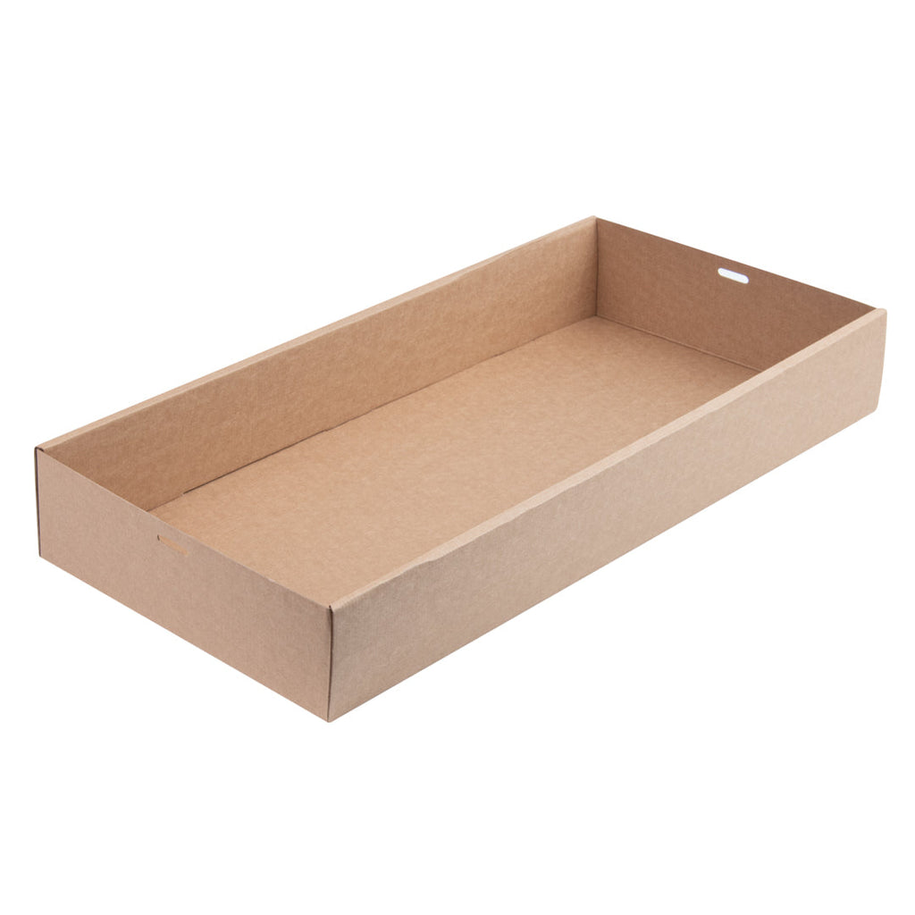 Cater Tek Rectangle Kraft Paper Catering Box - with Window Lid - 22 1/4" x 10" x 3 1/4" - 10 count box