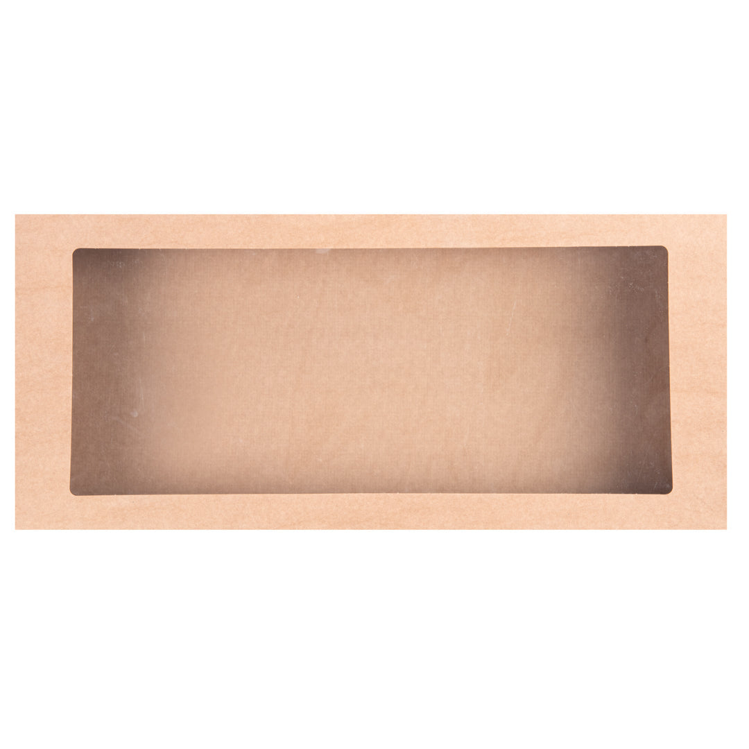 Cater Tek Rectangle Kraft Paper Catering Box - with Window Lid - 22 1/4" x 10" x 3 1/4" - 100 count box