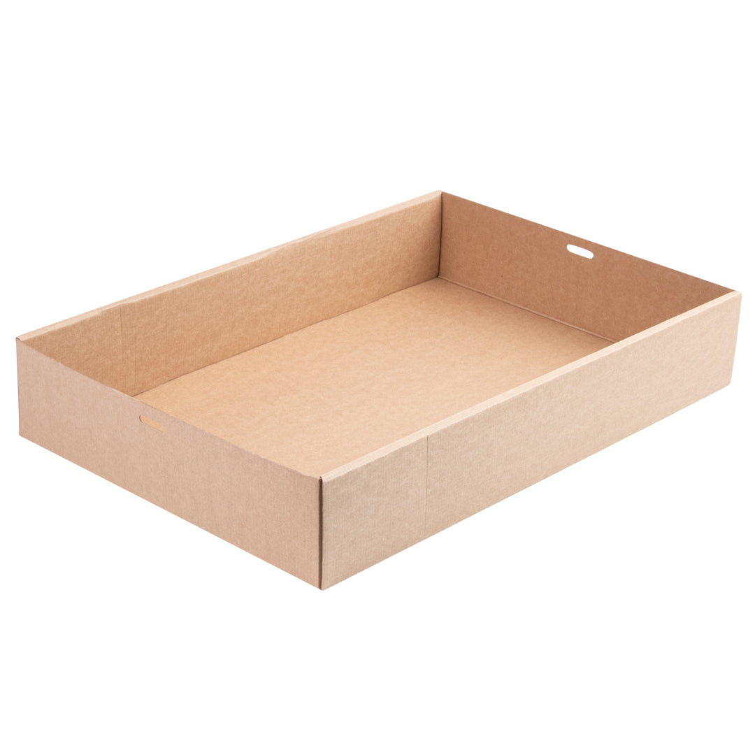 Cater Tek Rectangle Kraft Paper Catering Box - with Window Lid - 18" x 12 1/4" x 3 1/4" - 10 count box