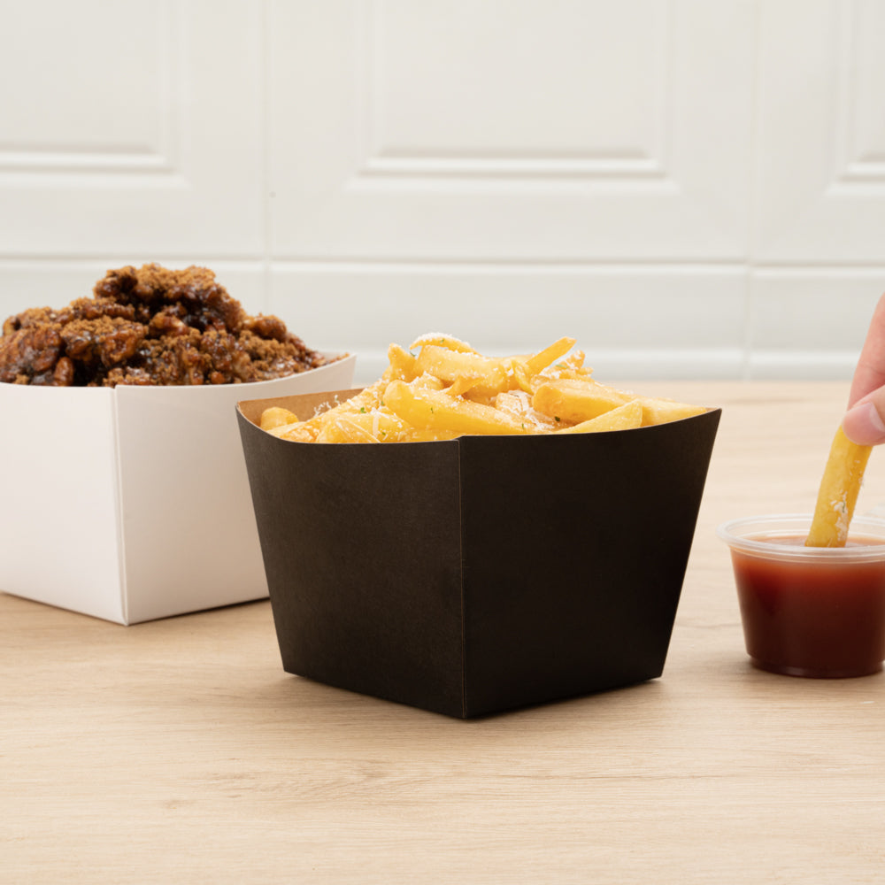 Bio Tek Square Black Paper Snack Box - 4 1/4" x 4 1/4" x 3 1/4" - 200 count box