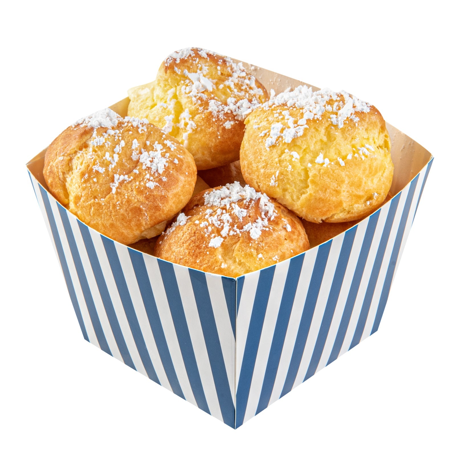 Bio Tek Square Blue and White Stripe Paper Snack Box - 4 1/4" x 4 1/4" x 3 1/4" - 200 count box