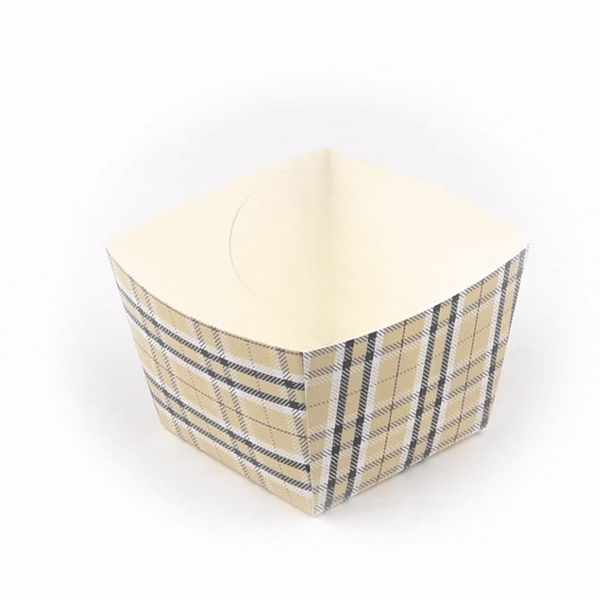 Bio Tek Square Plaid Paper Snack Box - 4 1/4" x 4 1/4" x 3 1/4" - 200 count box