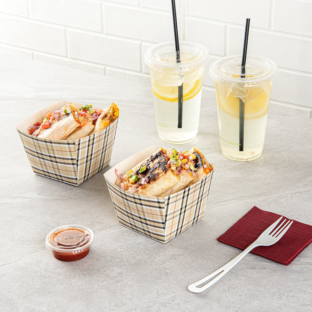 Bio Tek Square Plaid Paper Snack Box - 4 1/4" x 4 1/4" x 3 1/4" - 200 count box