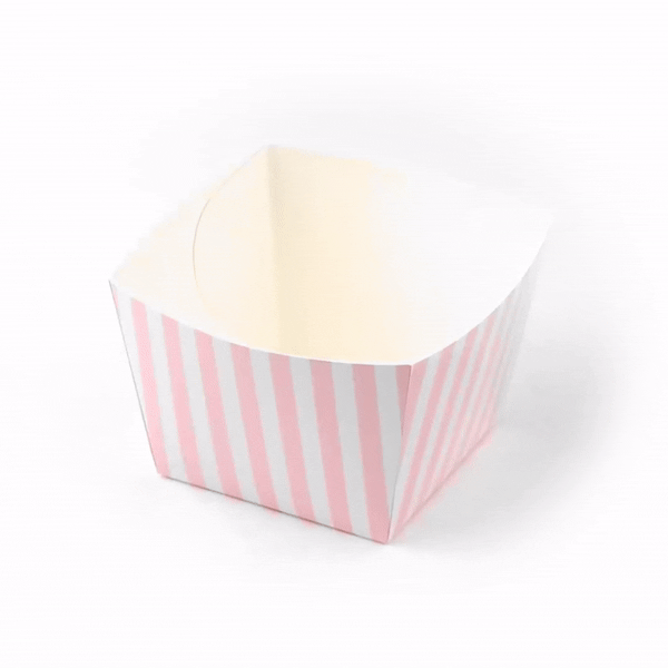 Bio Tek Square Pink and White Stripe Paper Snack Box - 4 1/4" x 4 1/4" x 3 1/4" - 200 count box