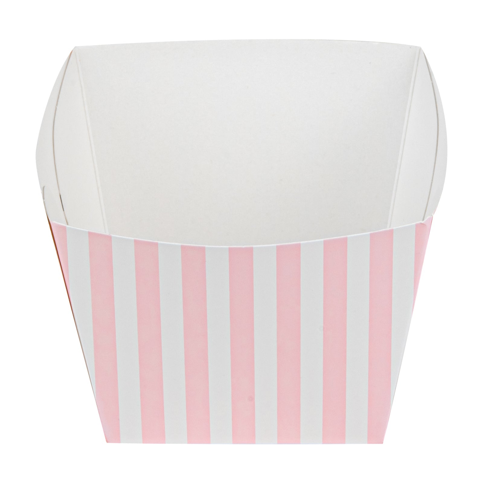 Bio Tek Square Pink and White Stripe Paper Snack Box - 4 1/4" x 4 1/4" x 3 1/4" - 200 count box