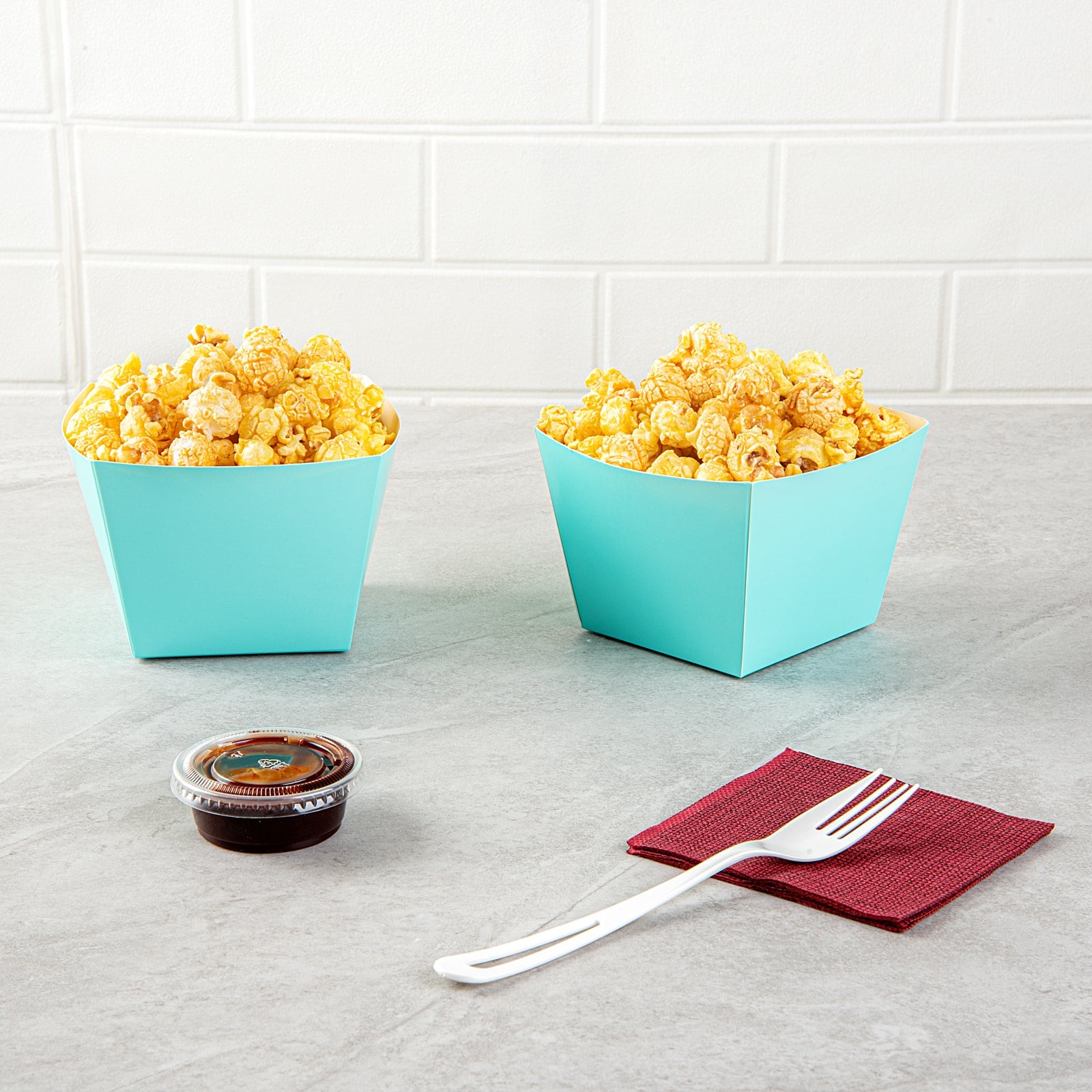 Bio Tek Square Turquoise Paper Snack Box - 4 1/4" x 4 1/4" x 3 1/4" - 200 count box