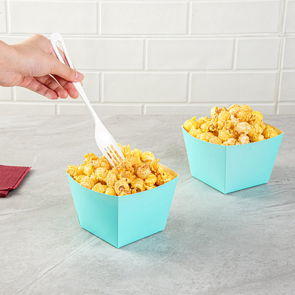 Bio Tek Square Turquoise Paper Snack Box - 4 1/4" x 4 1/4" x 3 1/4" - 200 count box