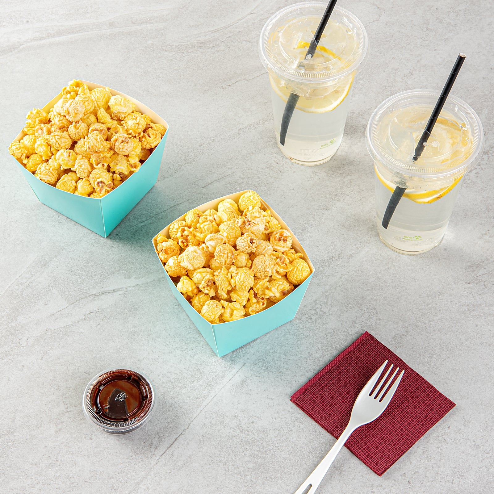 Bio Tek Square Turquoise Paper Snack Box - 4 1/4" x 4 1/4" x 3 1/4" - 200 count box