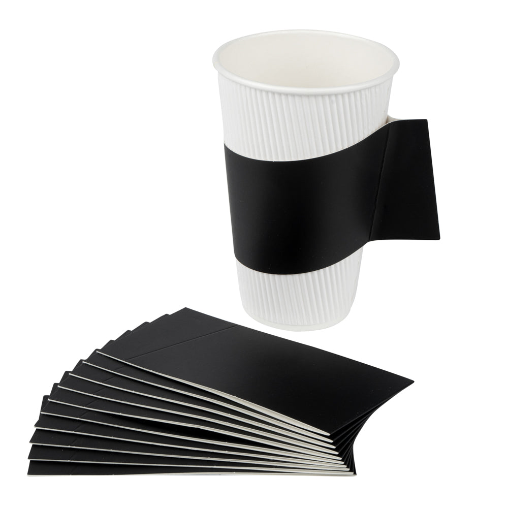 Restpresso Black Paper Coffee Cup Sleeve - with Handle, Fits 12 / 16 / 20 oz Cups - 1000 count box