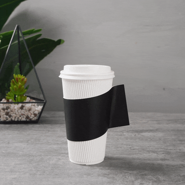 Restpresso Black Paper Coffee Cup Sleeve - with Handle, Fits 12 / 16 / 20 oz Cups - 1000 count box