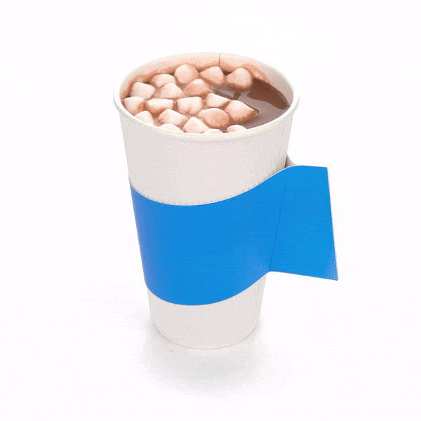Restpresso Blue Paper Coffee Cup Sleeve - with Handle, Fits 12 / 16 / 20 oz Cups - 50 count box
