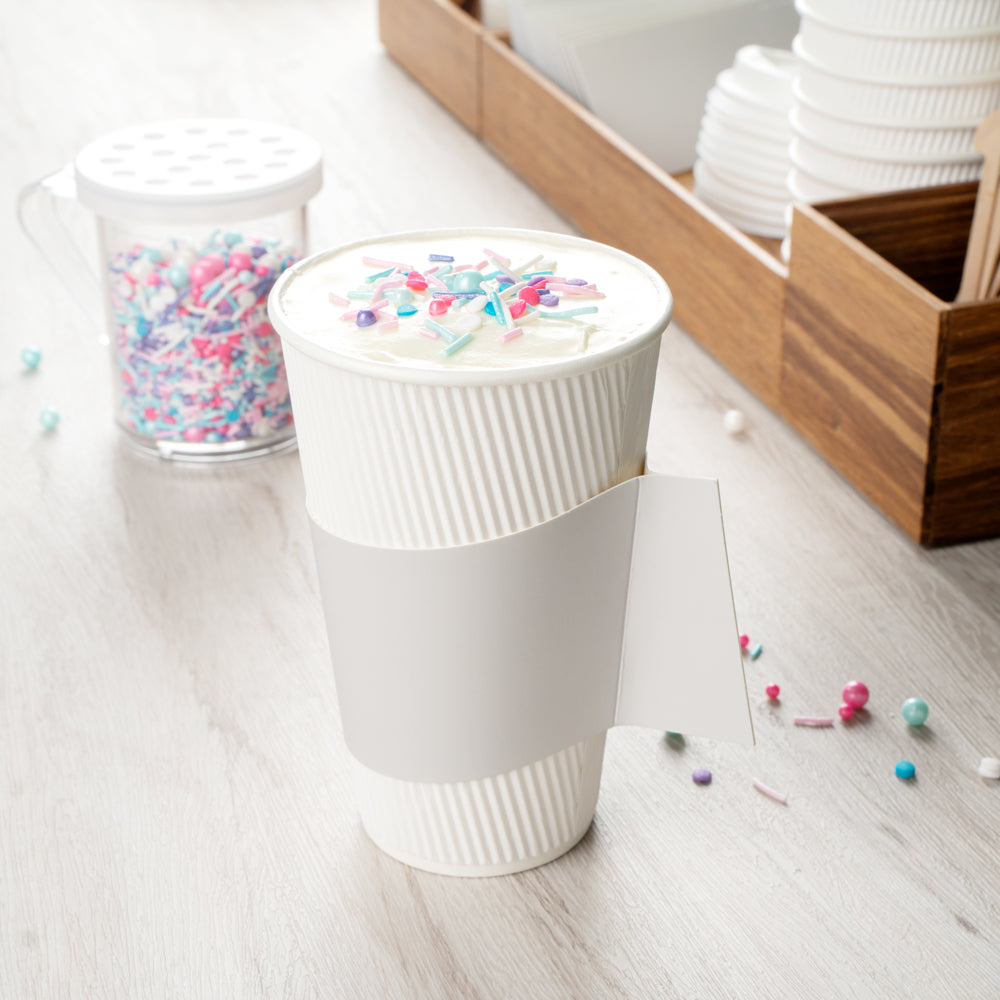 Restpresso Gray Paper Coffee Cup Sleeve - with Handle, Fits 12 / 16 / 20 oz Cups - 1000 count box