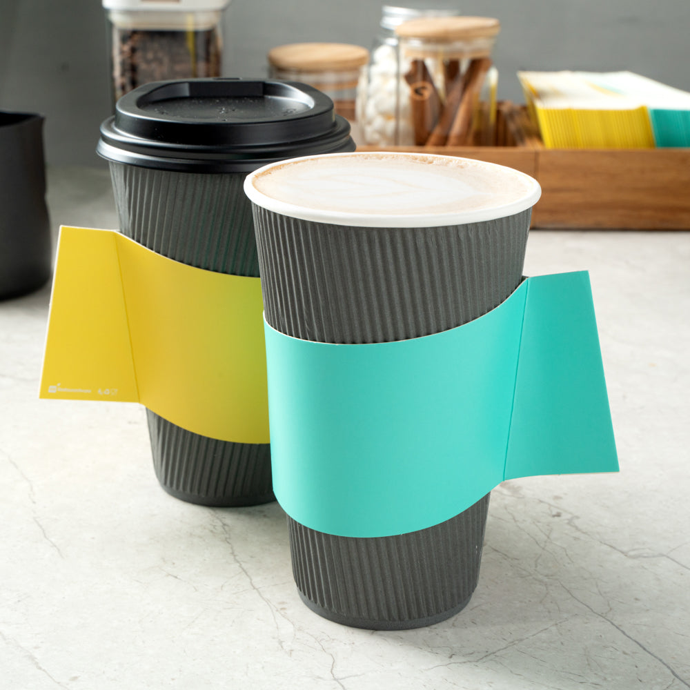 Restpresso Turquoise Paper Coffee Cup Sleeve - with Handle, Fits 12 / 16 / 20 oz Cups - 1000 count box