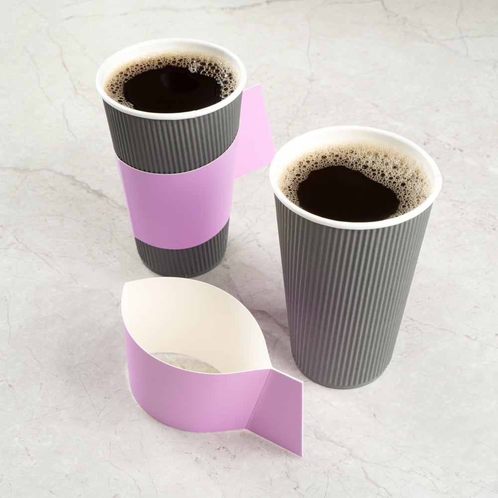 Restpresso Lavender Purple Paper Coffee Cup Sleeve - with Handle, Fits 12 / 16 / 20 oz Cups - 1000 count box