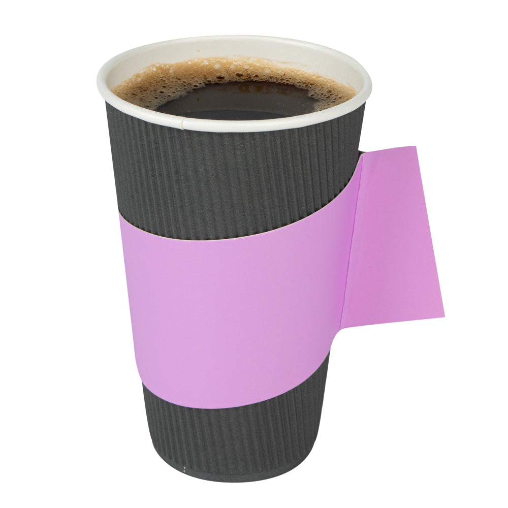 Restpresso Lavender Purple Paper Coffee Cup Sleeve - with Handle, Fits 12 / 16 / 20 oz Cups - 1000 count box
