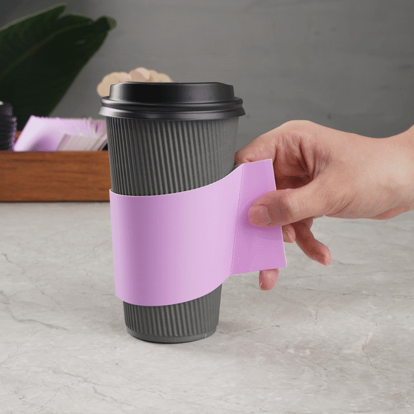 Restpresso Lavender Purple Paper Coffee Cup Sleeve - with Handle, Fits 12 / 16 / 20 oz Cups - 1000 count box
