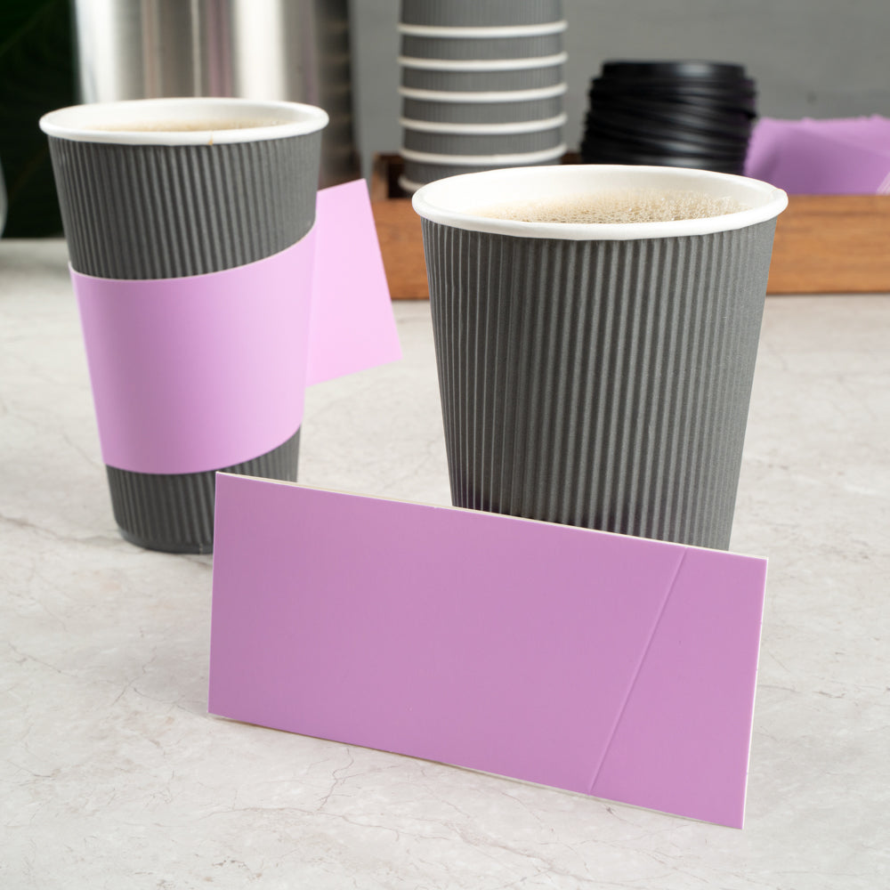 Restpresso Lavender Purple Paper Coffee Cup Sleeve - with Handle, Fits 12 / 16 / 20 oz Cups - 1000 count box