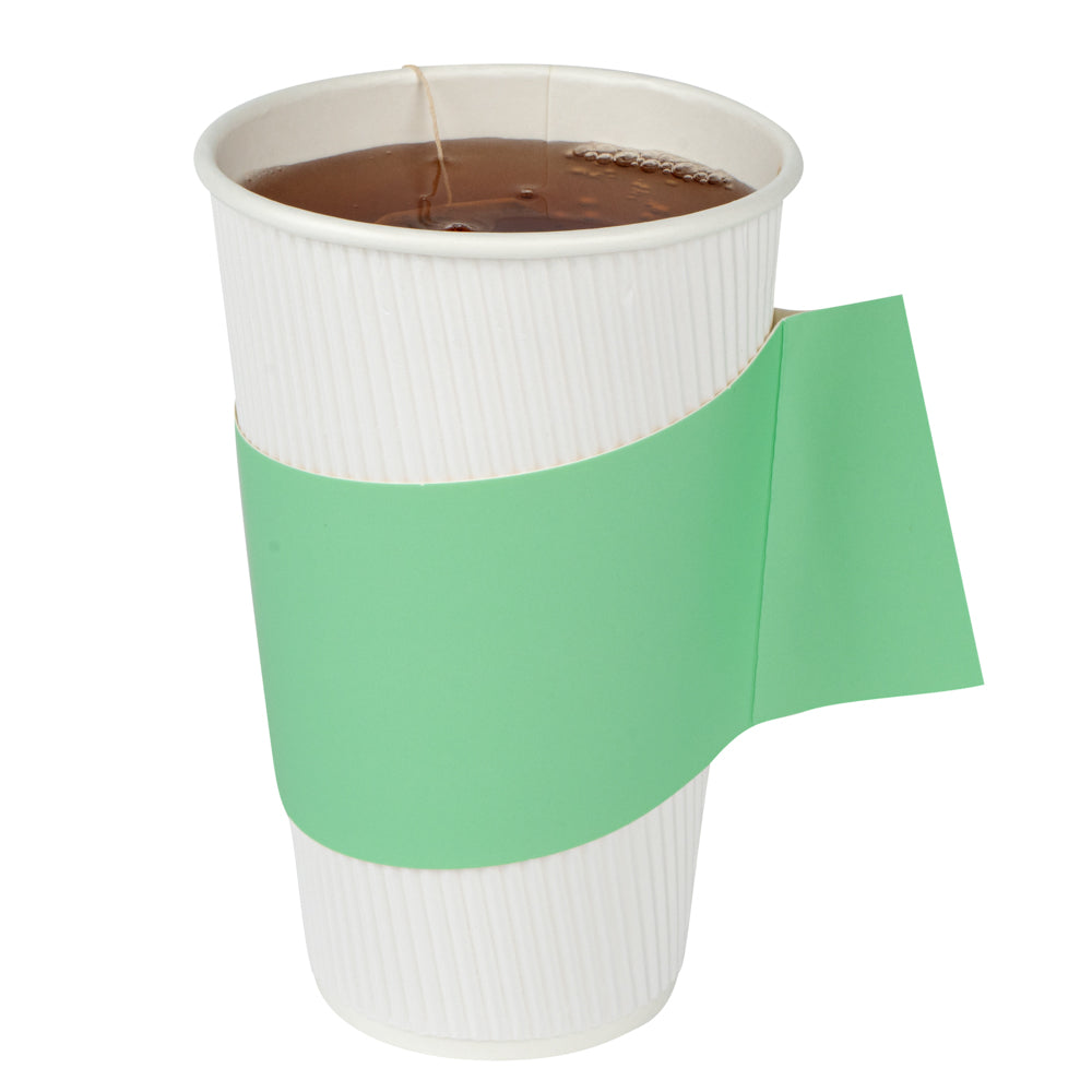 Restpresso Mint Green Paper Coffee Cup Sleeve - with Handle, Fits 12 / 16 / 20 oz Cups - 1000 count box