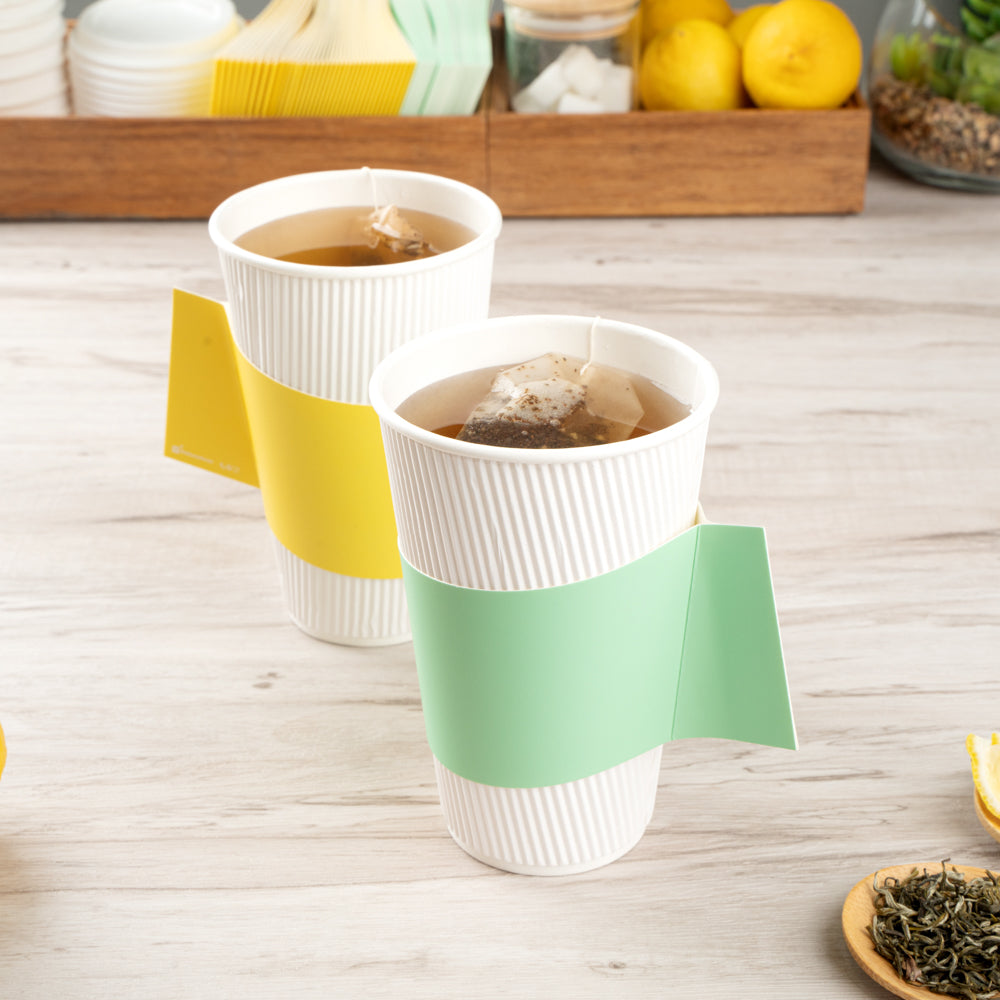 Restpresso Mint Green Paper Coffee Cup Sleeve - with Handle, Fits 12 / 16 / 20 oz Cups - 1000 count box