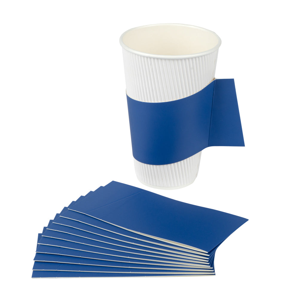 Restpresso Navy Blue Paper Coffee Cup Sleeve - with Handle, Fits 12 / 16 / 20 oz Cups - 1000 count box