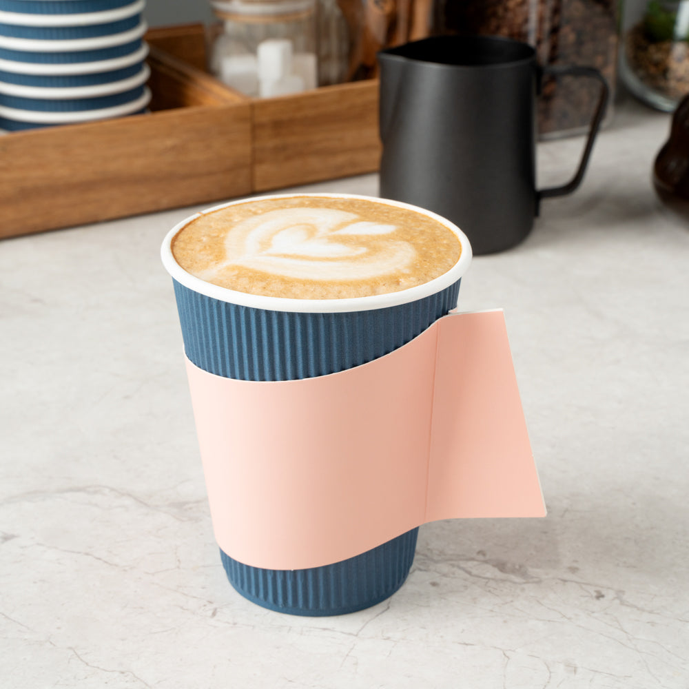 Restpresso Nude Paper Coffee Cup Sleeve - with Handle, Fits 12 / 16 / 20 oz Cups - 50 count box