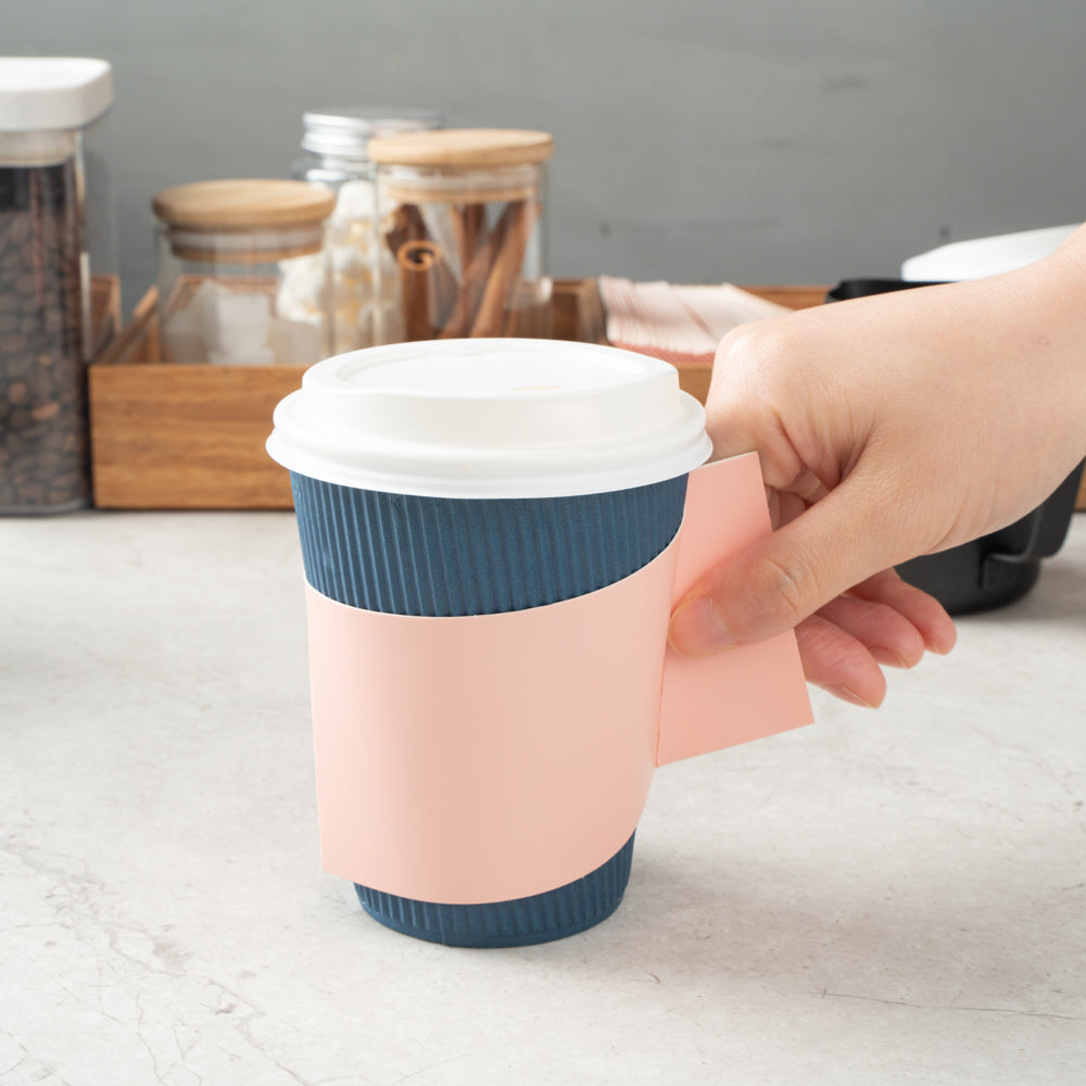 Restpresso Nude Paper Coffee Cup Sleeve - with Handle, Fits 12 / 16 / 20 oz Cups - 50 count box