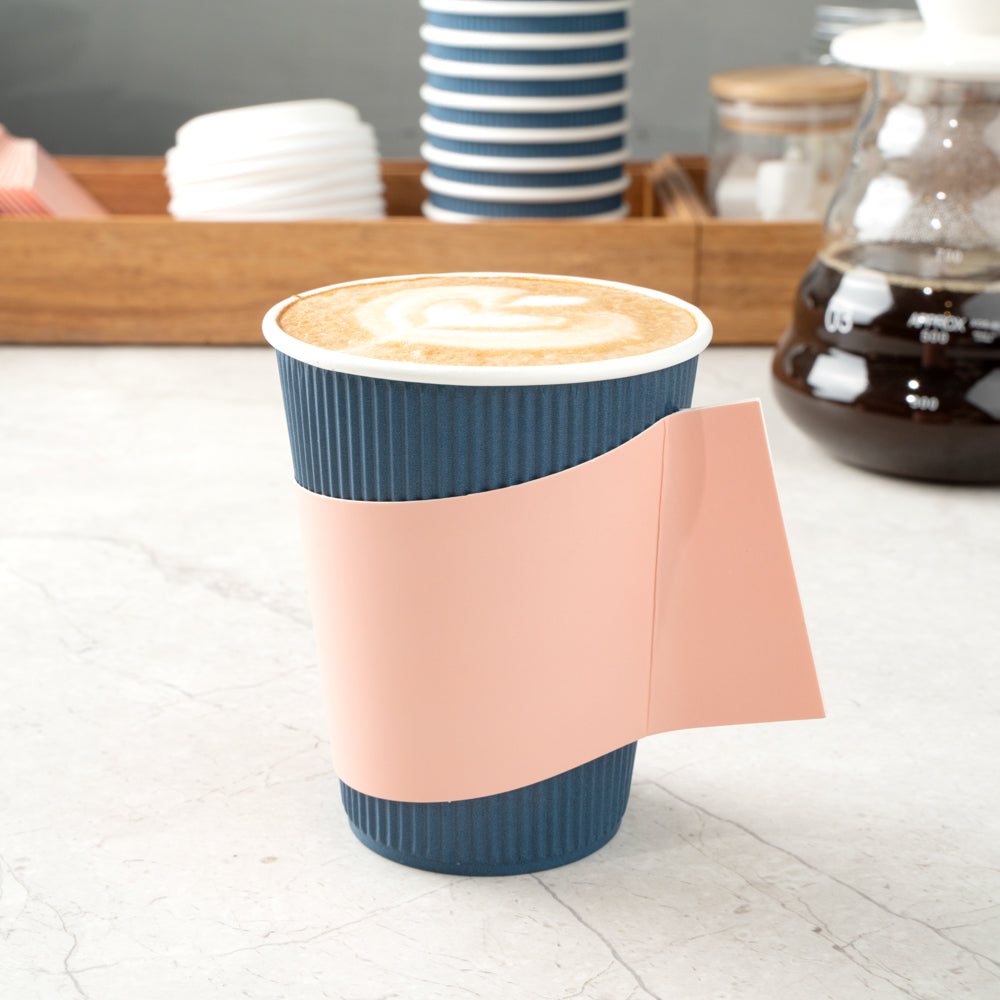 Restpresso Nude Paper Coffee Cup Sleeve - with Handle, Fits 12 / 16 / 20 oz Cups - 50 count box