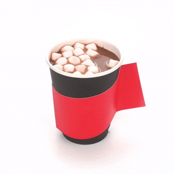 Restpresso Red Paper Coffee Cup Sleeve - with Handle, Fits 12 / 16 / 20 oz Cups - 50 count box