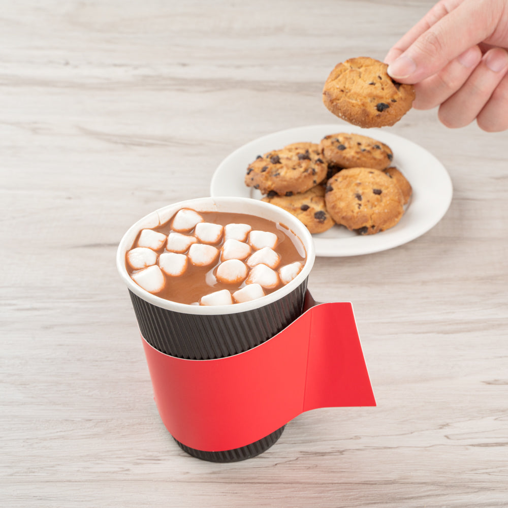Restpresso Red Paper Coffee Cup Sleeve - with Handle, Fits 12 / 16 / 20 oz Cups - 1000 count box