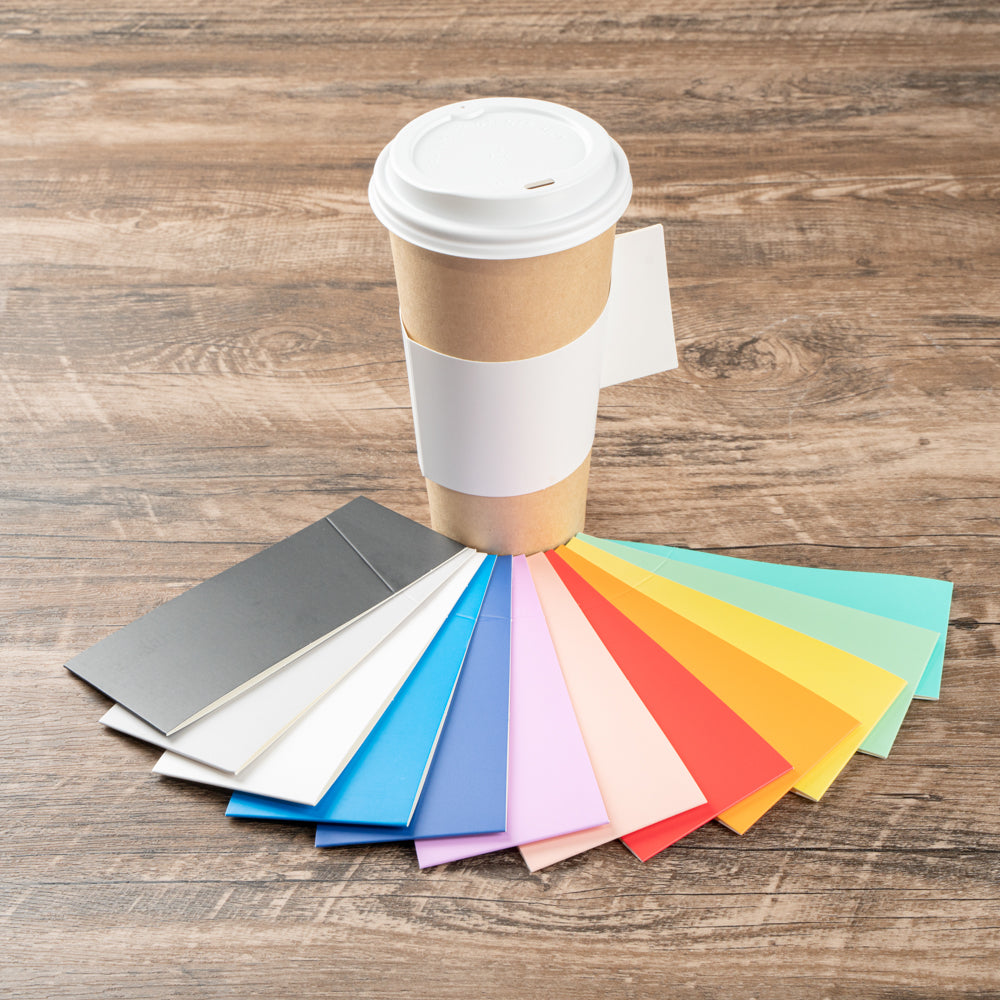 Restpresso White Paper Coffee Cup Sleeve - with Handle, Fits 12 / 16 / 20 oz Cups - 50 count box