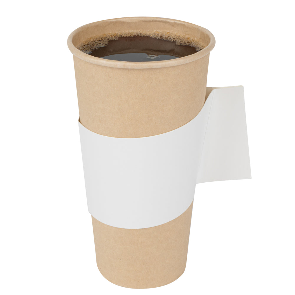 Restpresso White Paper Coffee Cup Sleeve - with Handle, Fits 12 / 16 / 20 oz Cups - 1000 count box