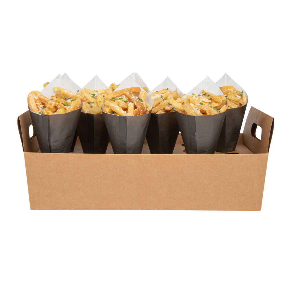 Cone Tek Kraft Paper Cone Holder - with Handles, 30 slots - 14 1/4" x 8 1/4" x 6" - 2 count box