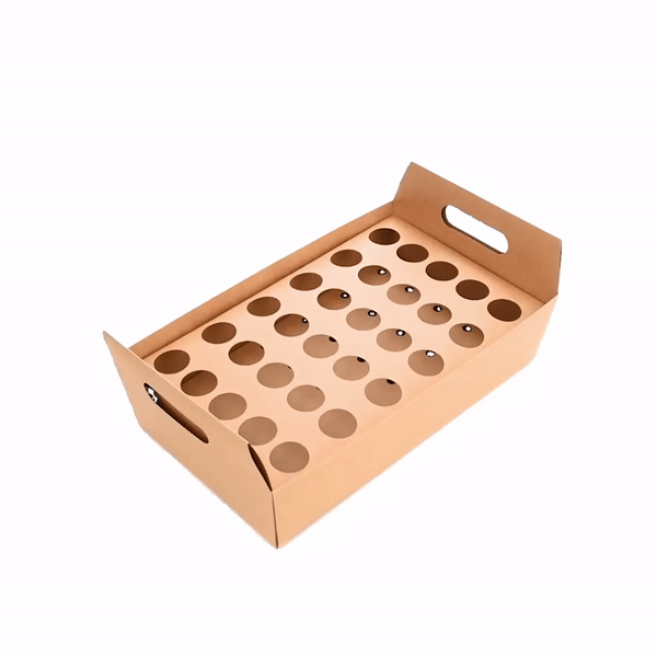 Cone Tek Kraft Paper Cone Holder - with Handles, 30 slots - 14 1/4" x 8 1/4" x 6" - 2 count box