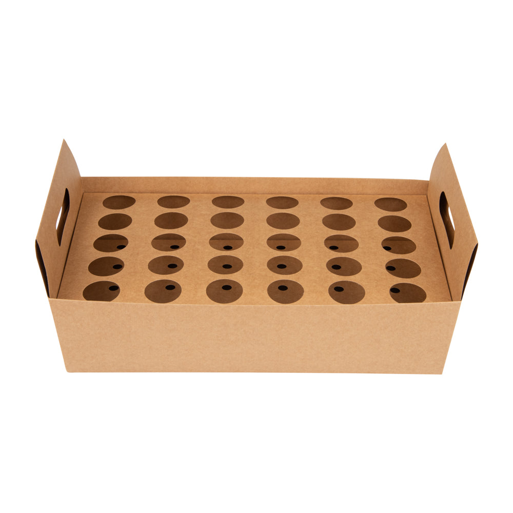 Cone Tek Kraft Paper Cone Holder - with Handles, 30 slots - 14 1/4" x 8 1/4" x 6" - 10 count box