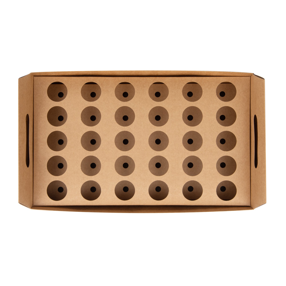 Cone Tek Kraft Paper Cone Holder - with Handles, 30 slots - 14 1/4" x 8 1/4" x 6" - 10 count box